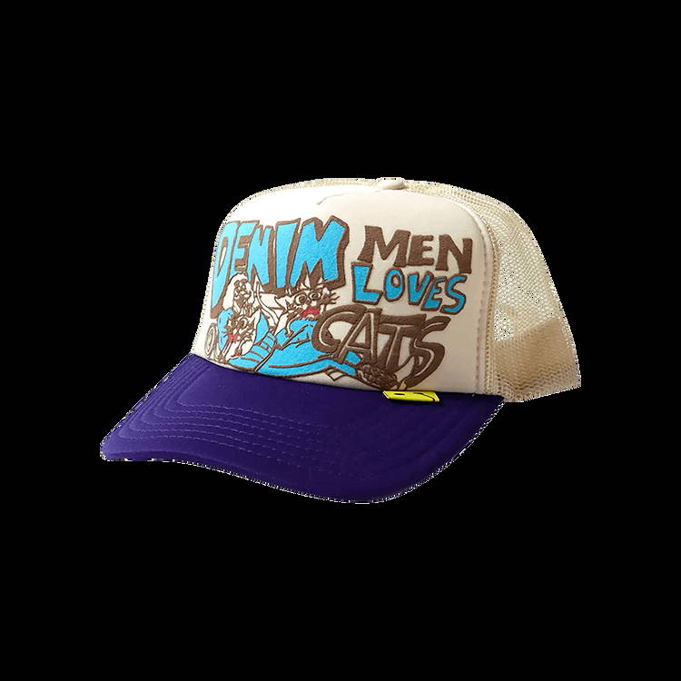 Cap KAPITAL Denim Men Love Cats Trucker Cap K2204XH528 ECRU | FLEXDOG