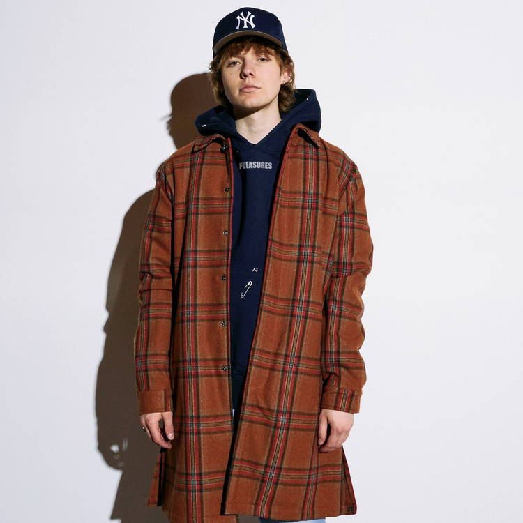 Pleasures Soul Plaid Trench Coat P22W028-ORANGE | FLEXDOG