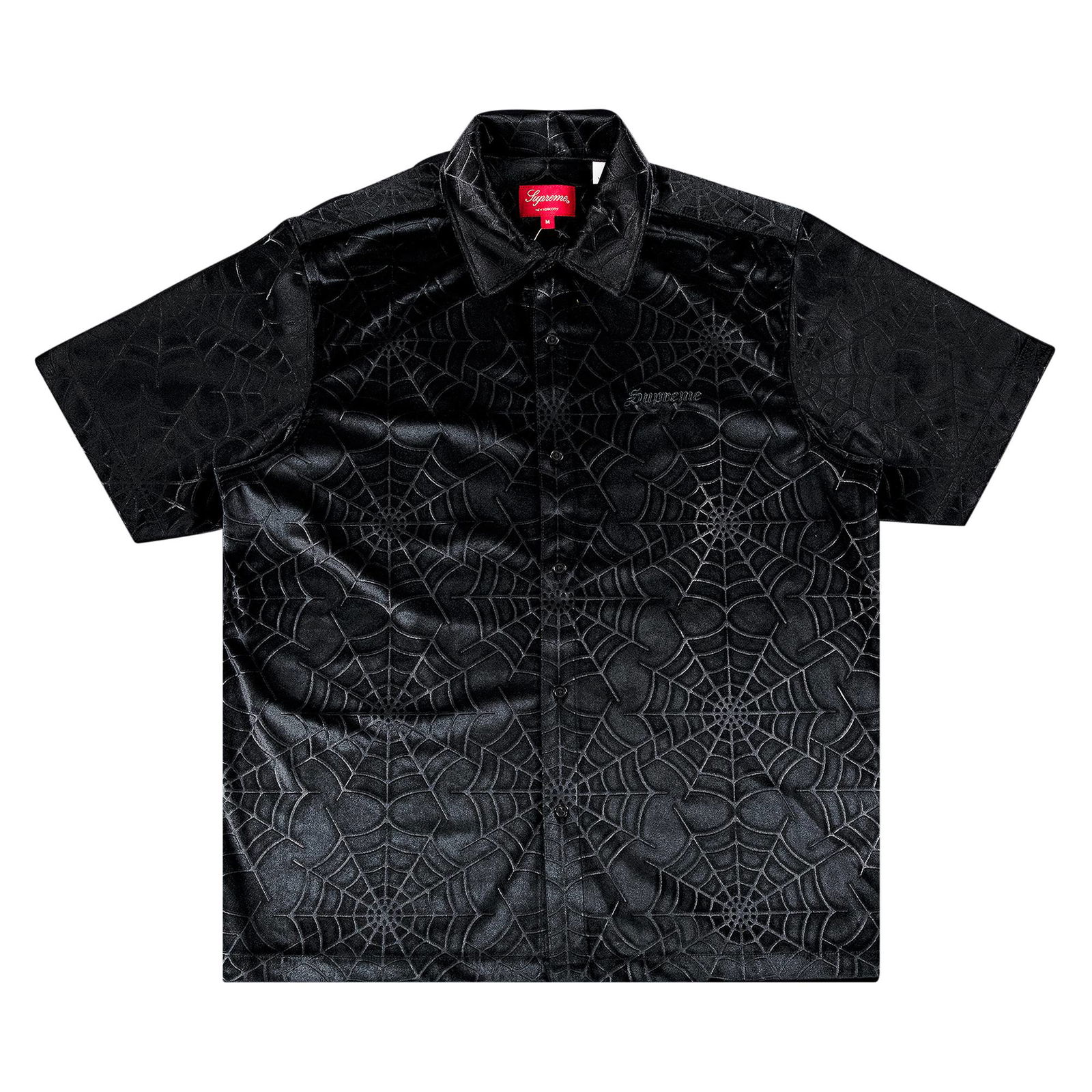 Shirt Supreme Spider Web Velvet Short-Sleeve Shirt FW21S29 BLACK