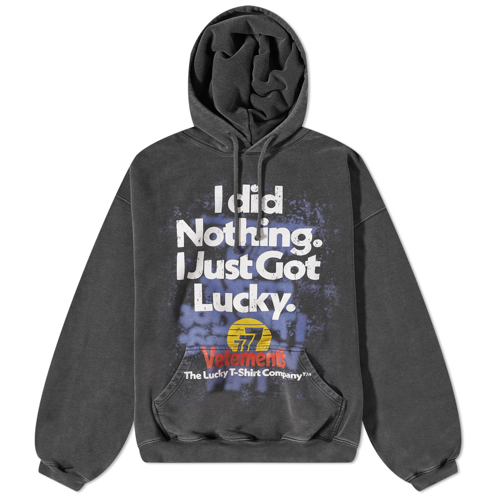 Sweatshirt VETEMENTS I Got Lucky Hoodie Washed Black UE54HD540B