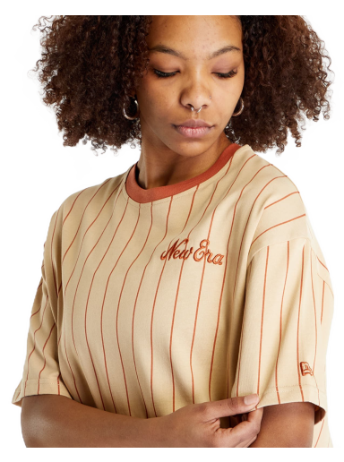 New Era Pinstripe Medium Brown Oversized T-Shirt