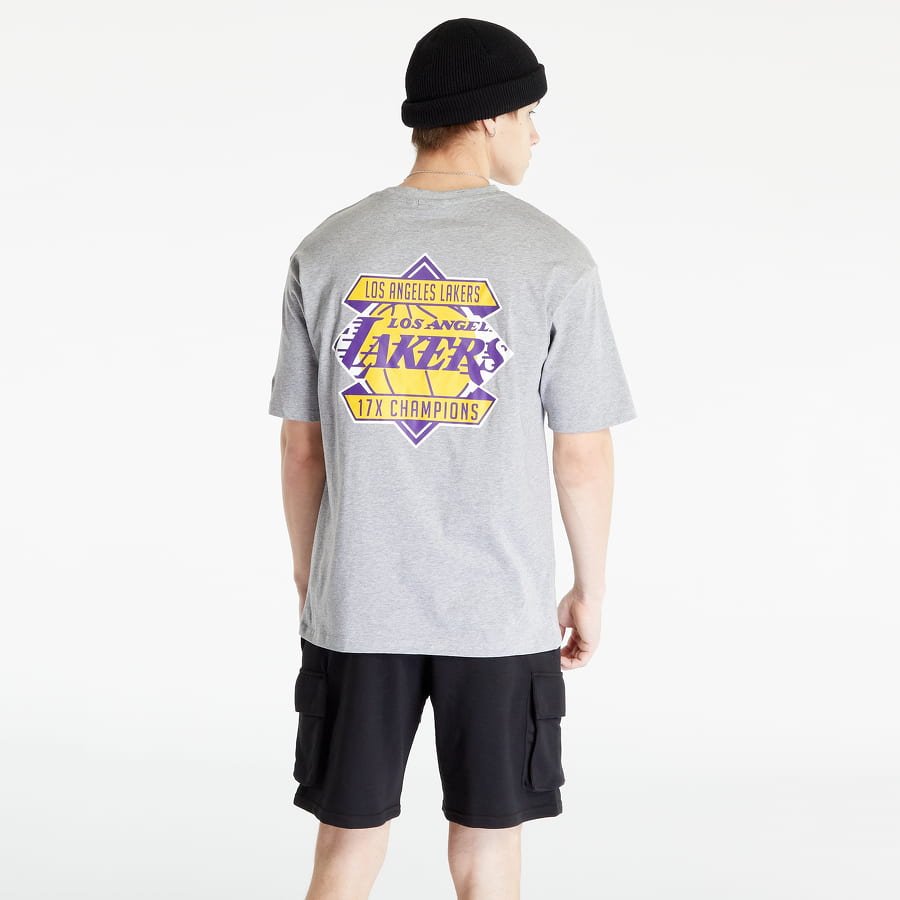 New Era NBA LA Lakers jersey shorts in grey with logo print and