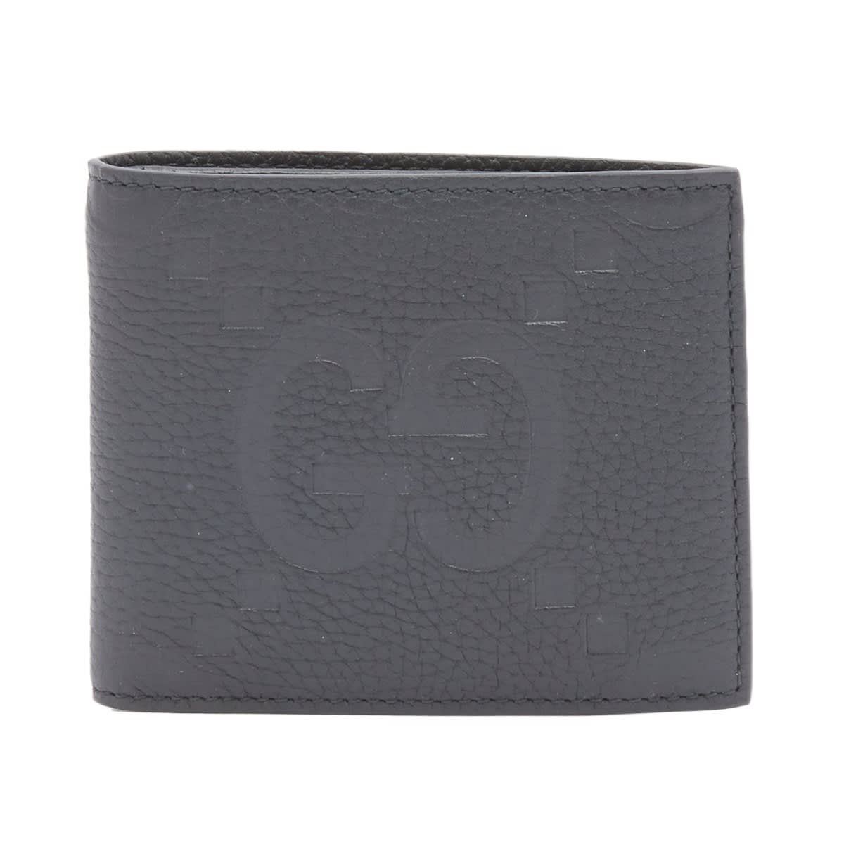 GG Embossed Leather Wallet in Black - Gucci