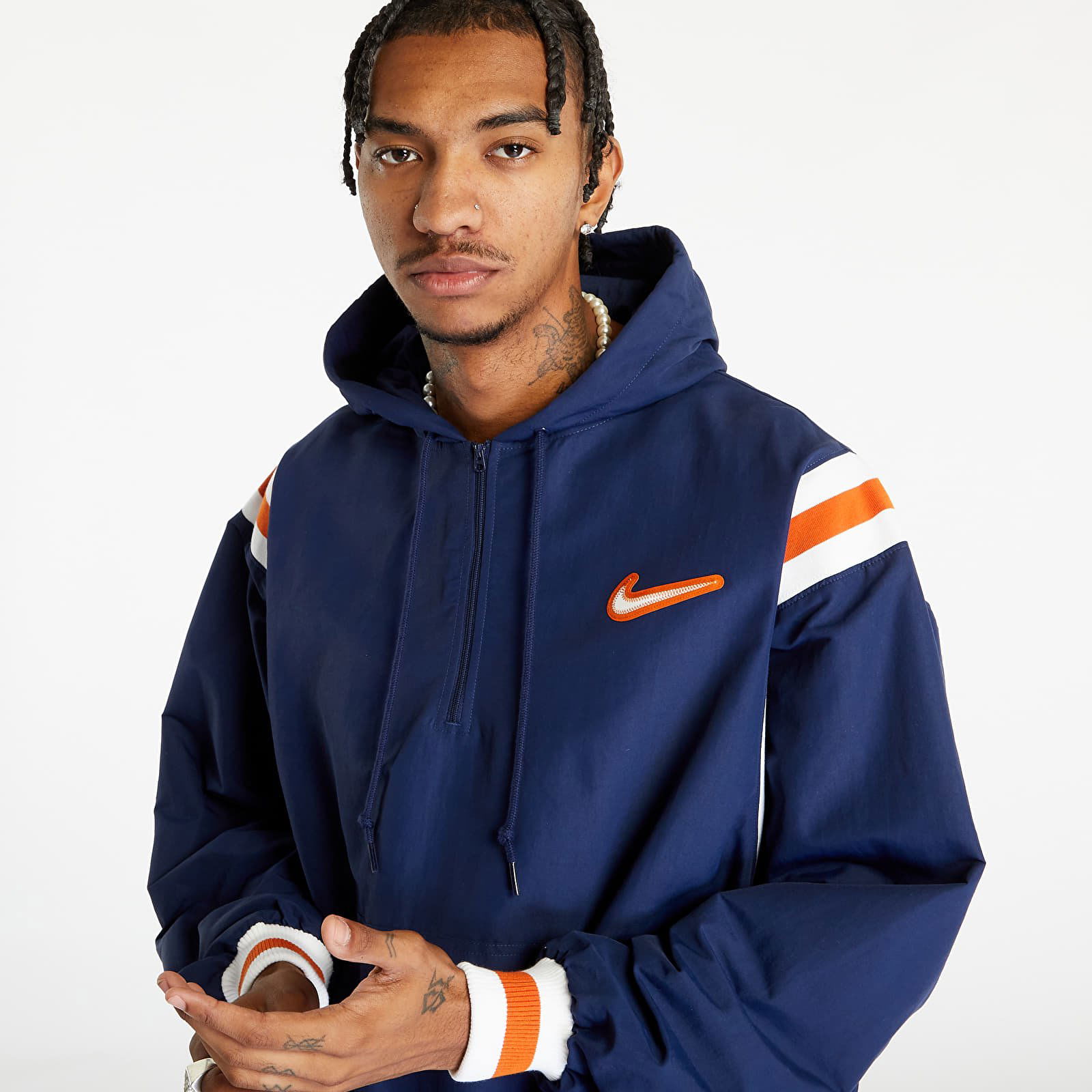 Supreme x Nike Half Zip Hooded Sweatshirt 'Blue' | Men's Size L