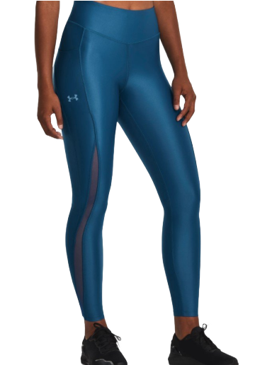 Under Armour Women's HeatGear Armour Branded WB Leggings , Cruise Blue  (899)/Red , Large 