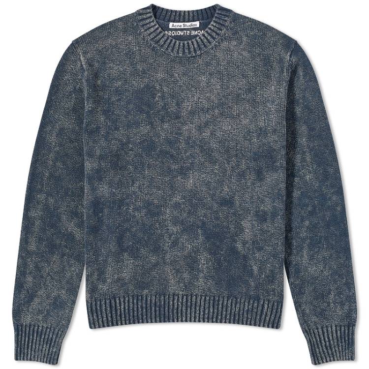Sweater Acne Studios Kollock Acid Wash Crew Knit Dark Blue B60296 