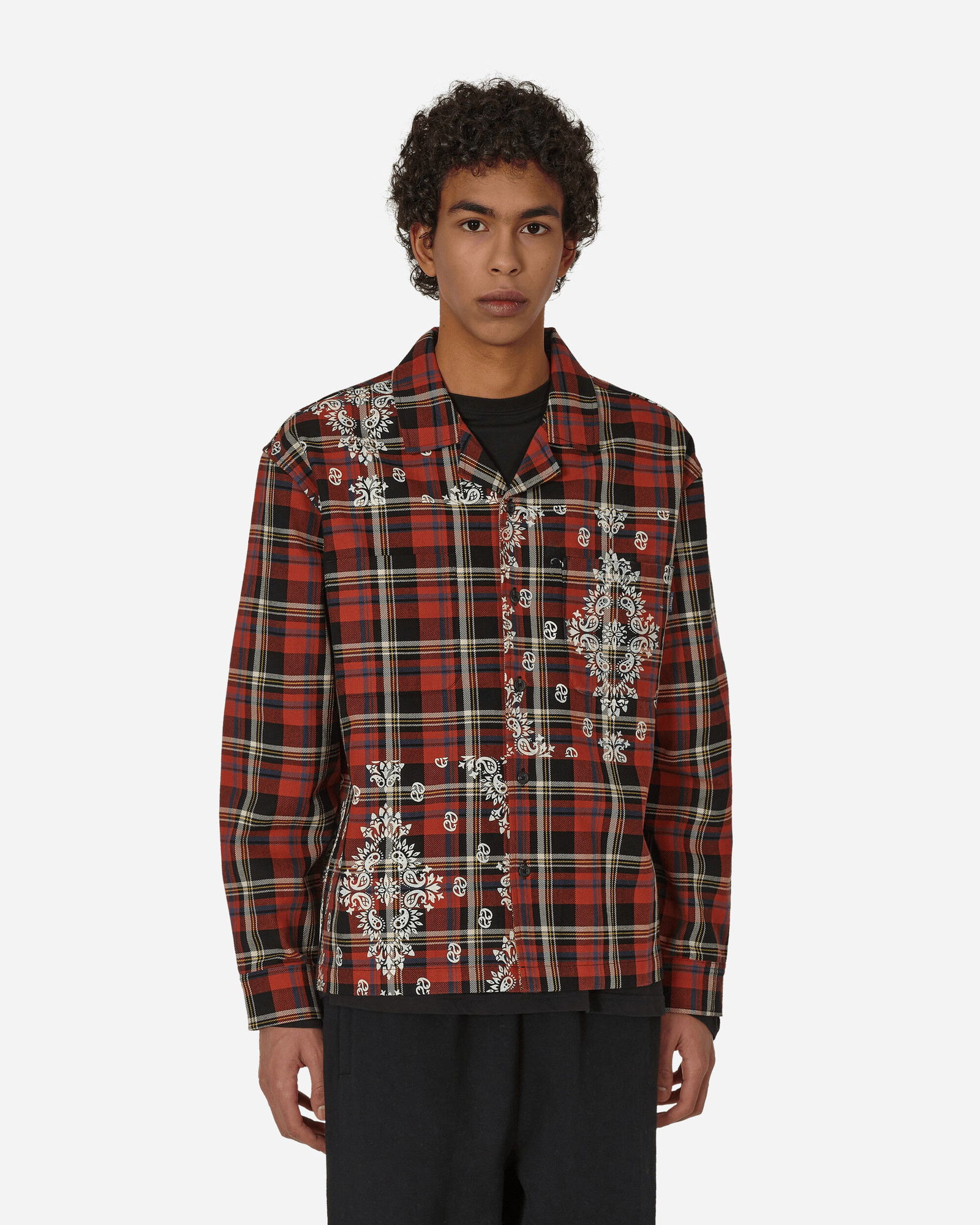 Shirt Awake NY Paisley Printed Flannel Shirt AWK-FW23-TP001 BLACK