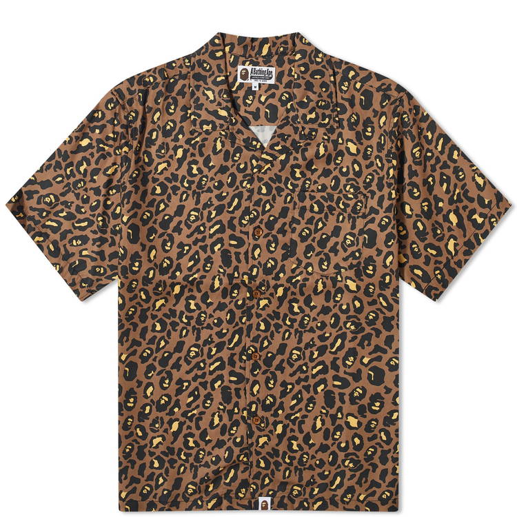 Leopard Open Collar Shirt Yellow