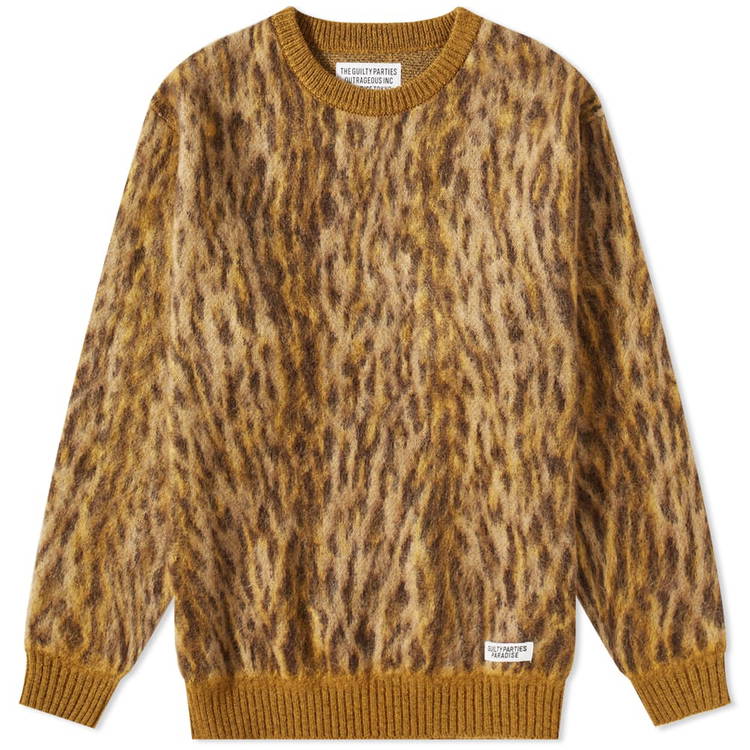 Sweater WACKO MARIA Leopard Mohair Crew Sweat 22FW-WMK-KN12-BR