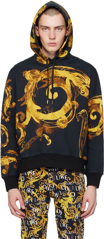 Versace Jeans Couture Black Watercolor Couture Hoodie E76GAI3HW_EFS131