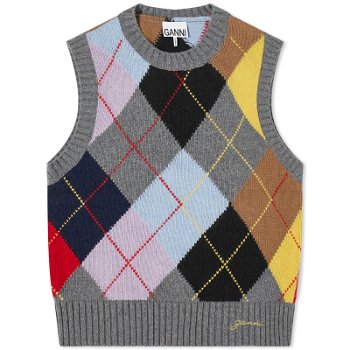 GANNI Harlequin Wool Mix Knit Vest K2101-523