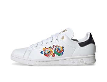 Adidas Originals Stan Smith Sneakers in White with Leopard Print Heel Tab
