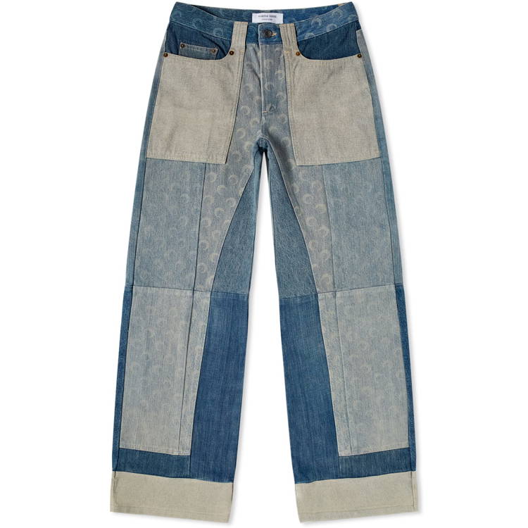 Jeans Marine Serre Regenerated Denim Wide Leg Pants WPA003-GR30