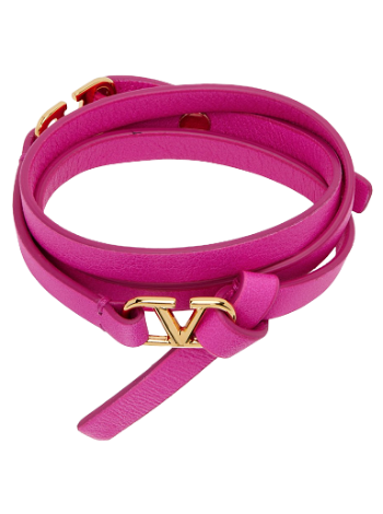 Valentino Garavani V Logo Leather Belt Bracelet In Purple