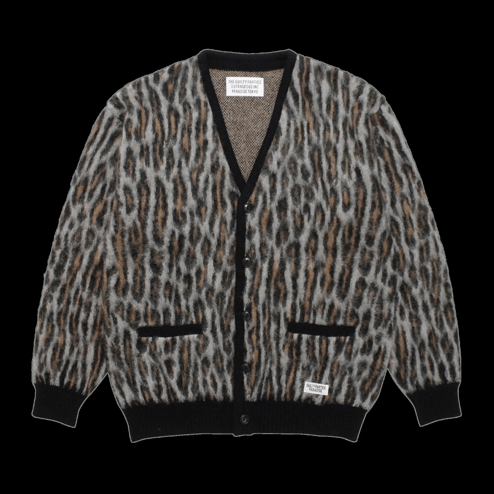Sweater WACKO MARIA Leopard Mohair Cardigan 22SS WMK KN08 GREY