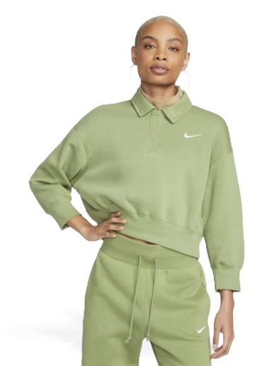 Sportswear Phoenix Fleece 3/4-Sleeve Crop Polo Sweatshirt