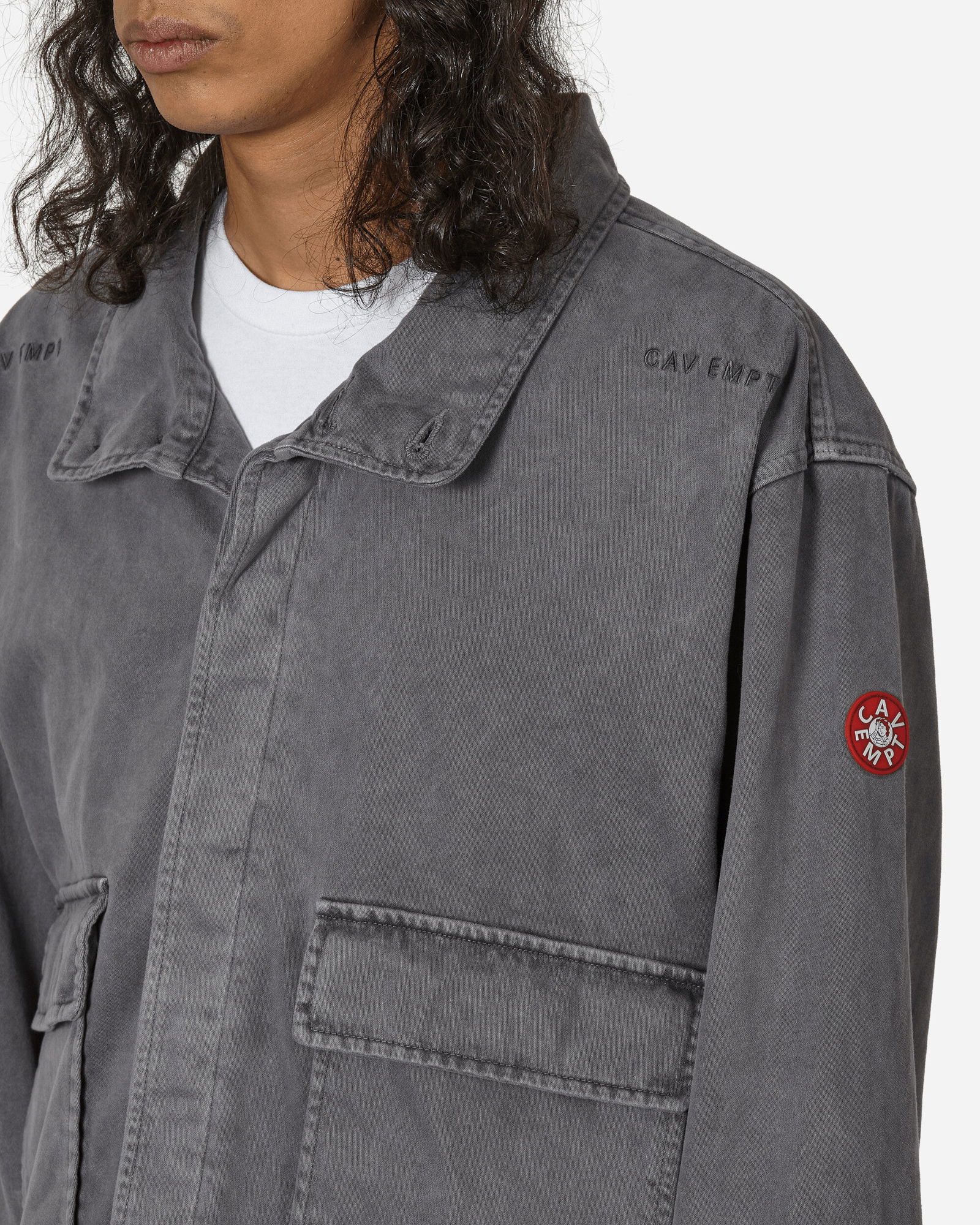 Jacket Cav Empt Overdye Brushed Cotton Button Jacket Charcoal CES25JK12  CHCL | FLEXDOG
