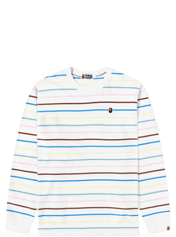 BAPE Stripe Long Sleeve T-Shirt White 001LTJ301001M-WHT