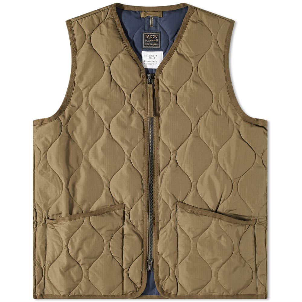 Vest TAION Military Zip V-Neck Down Vest TAION-001ZML-1-OLV | FLEXDOG