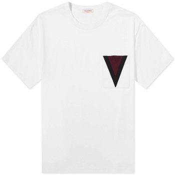 Valentino Men's Large V Logo Tee White 4V3MG01F9Y2-0BO