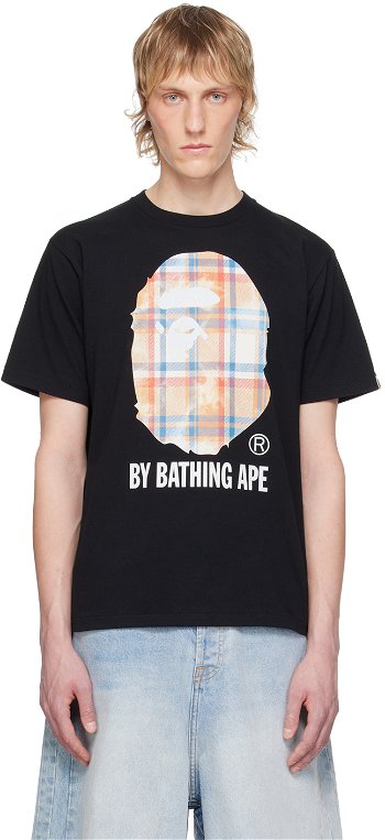 BAPE BAPE Black Bleached Bape Check T-Shirt 001TEK301038M