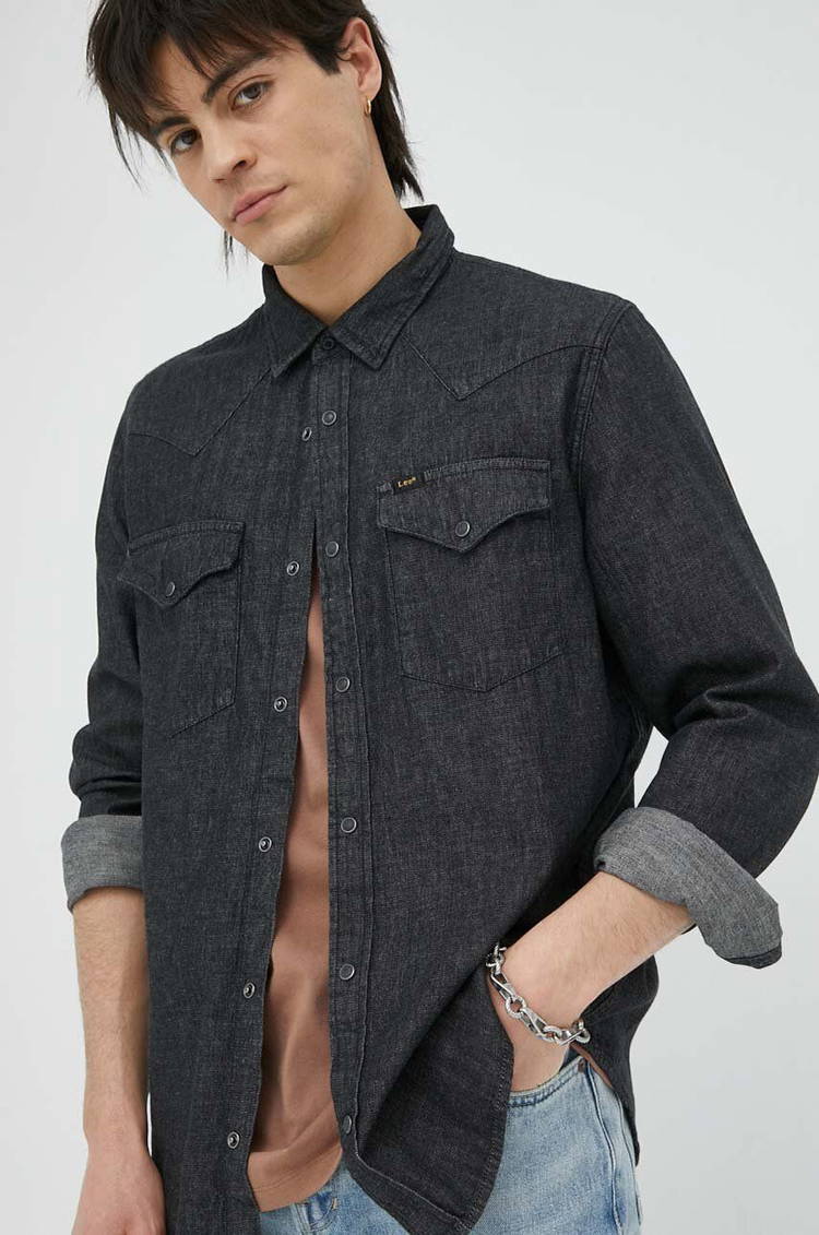 Black Denim 70's Western Shirt