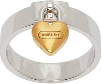 Ambush Heart Padlock Ring "Silver" BWOC003S24BRA0017200
