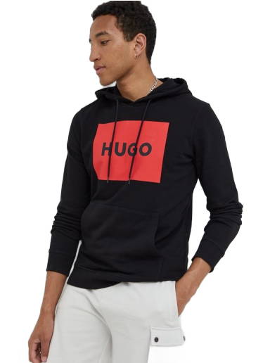 BOSS - Cotton hooded sweatshirt with contrast logo