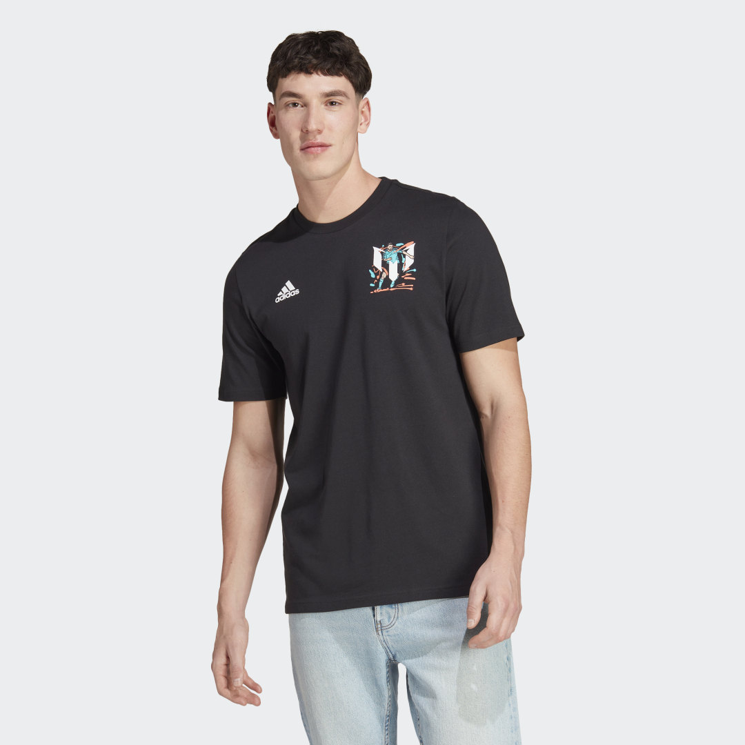 adidas Messi Football Icon Graphic Tee, Grey, Men's