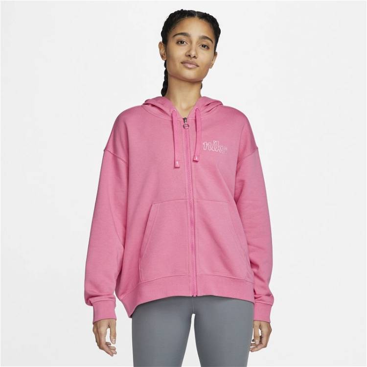 Nike Pink Fleece Sportswear Essentials Full-Zip Hoodie Nike
