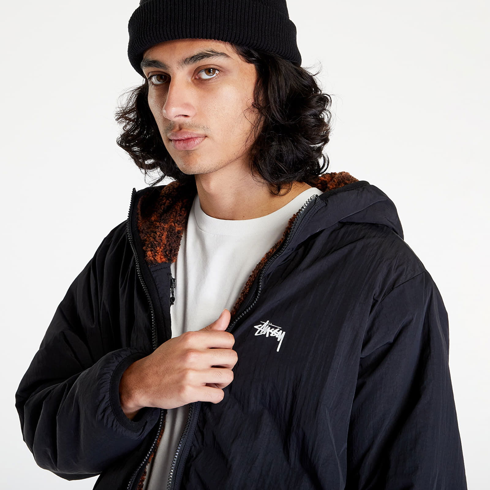 Jacket Stüssy Snake Jacquard Sherpa Jacket 118504 brown | FLEXDOG