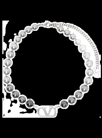 Valentino Garavani VLogo Signature Pearl Choker "Silver" 4Y2J0P47UXM