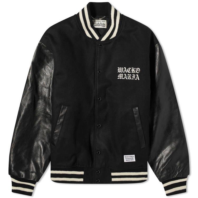 Jacket WACKO MARIA Leather Varsity Jacket 23FW-WMO-BL07-BLK | FLEXDOG