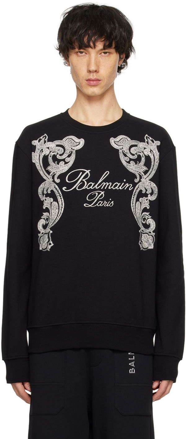 Balmain Black Embroidered Hoodie