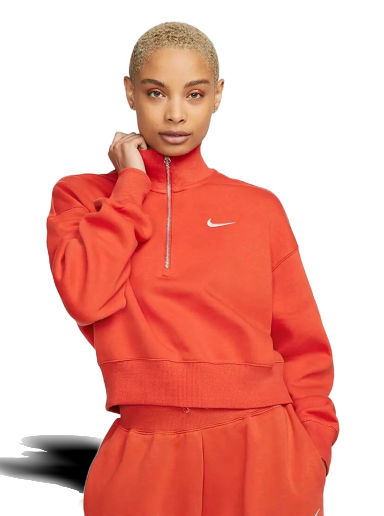 White Nike Phoenix Fleece 1/4 Zip Crop Sweatshirt