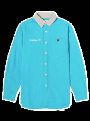 BAPE Logo Work Shirt Blue 001SHJ302002L-BLE