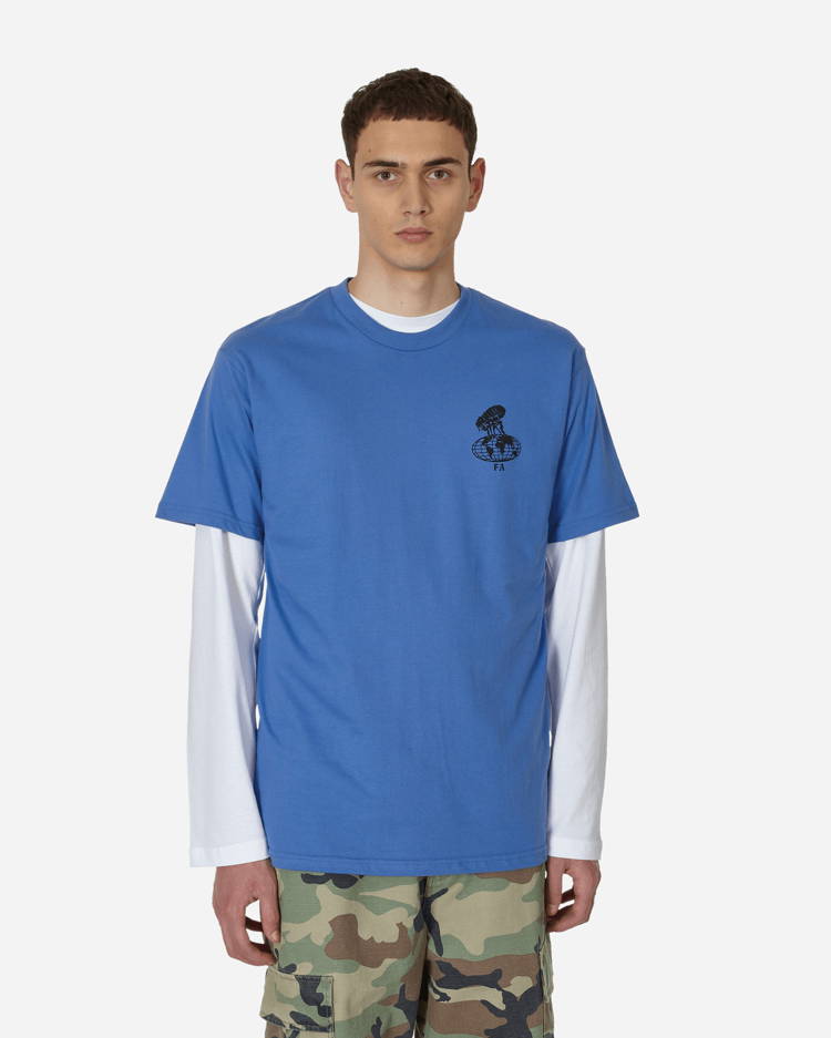 Palm Angels Blue Jersey Vertical Logo Print Oversized T-Shirt L