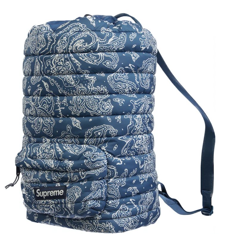 Backpack Supreme Puffer Backpack FW22B17 BLUE PAISLEY