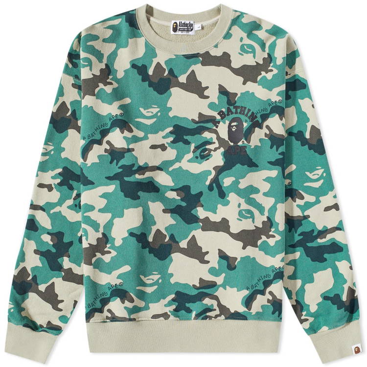 Woodland Camo Loose Fit Crew Sweat Olive Drab