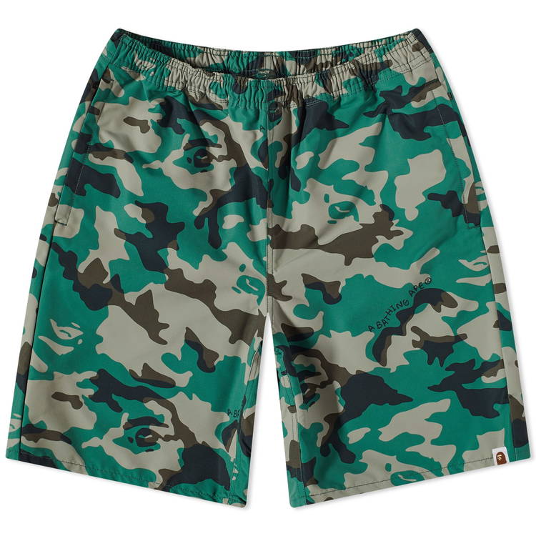 Woodland Camo Beach Shorts Olive Drab