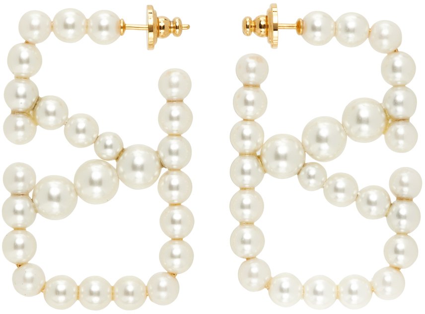 Valentino Garavani V Logo Signature Pearl Earrings in Ivory