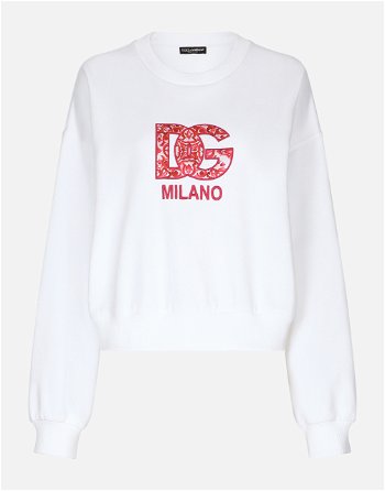 Dolce & Gabbana Jersey Sweatshirt With Dg Patch F9Q92ZGDBVWS8400