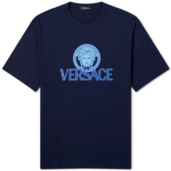 Versace Men's Medusa Print Tee Navy Blue 1014226-1A10088-1UI20