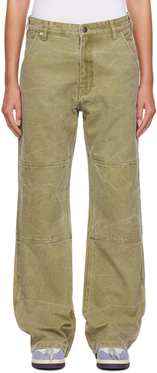 Acne Studios: Khaki Faded Trousers | SSENSE