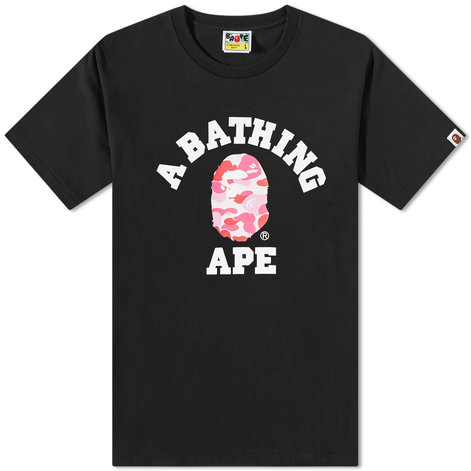 T-shirt BAPE ABC Camo College T-Shirt Black Pink 001TEJ302005L-BKP