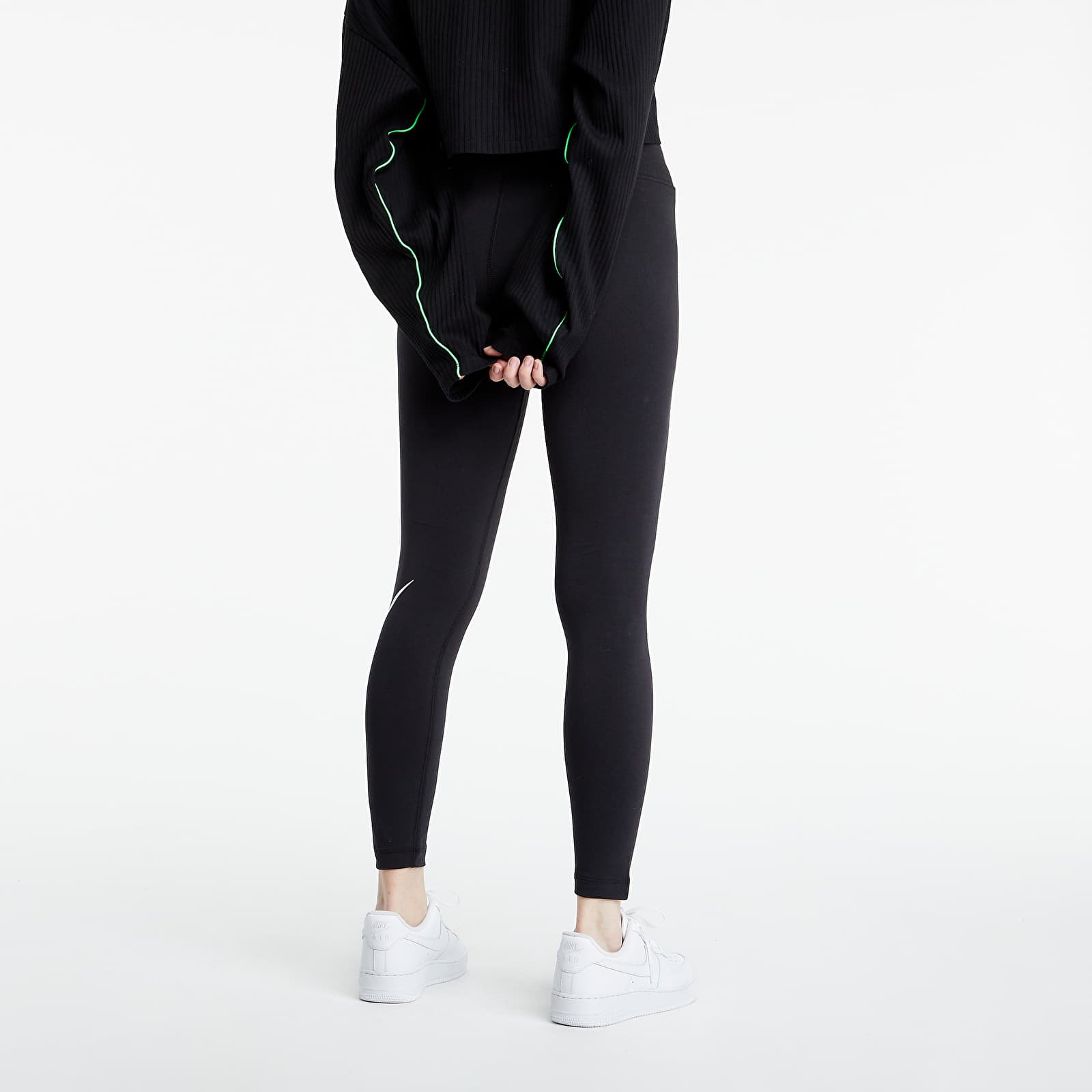 Nike Women Mid-Rise Swoosh Leggings Black cz8530-010 Size M 37
