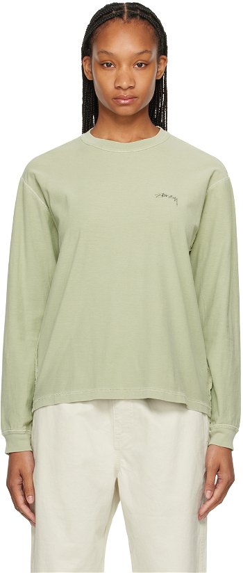 Stüssy Green Lazy Long Sleeve T-Shirt 1140333