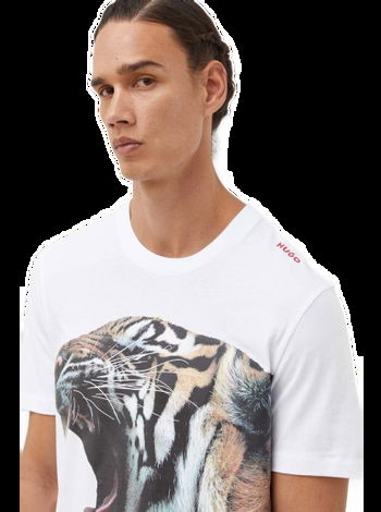 HUGO - Cotton-jersey T-shirt with tiger graphic