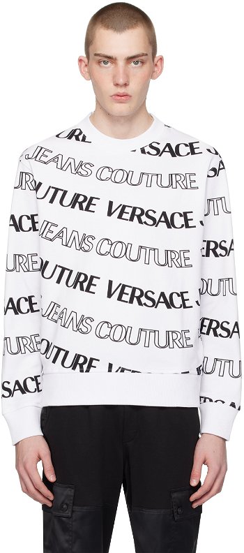 Versace Jeans Couture White Logowave Sweatshirt E76GAI3R0_EFS129