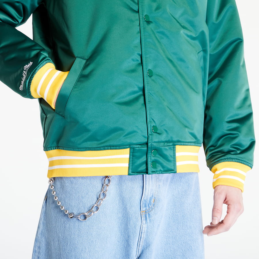 Mitchell & Ness Heavyweight Satin Jacket Green- Mens- Size L